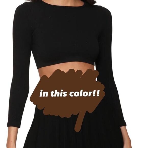 Womens Cropped Blouse Small Black Long Sleeve Cut Out Streetwear open back - Picture 2 of 15